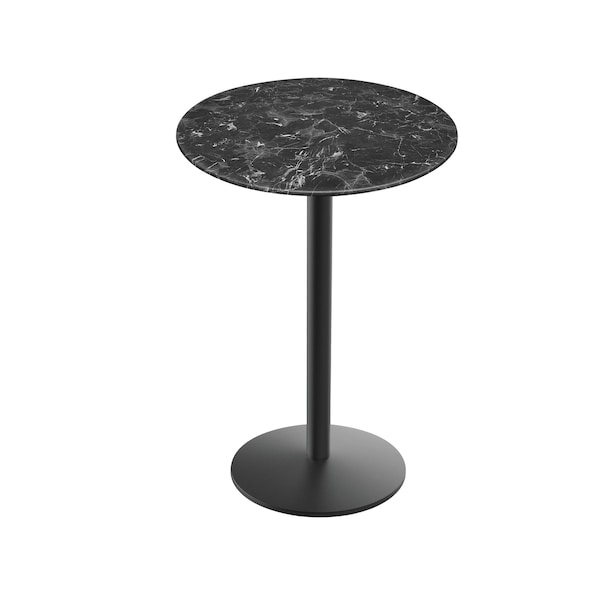 42 Tall OD214 Black Table Base w22 Dia foot and 32 Dia Black Marble Top, IndoorOutdoor
